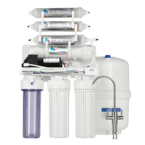 Фільтр зворотного осмосу Leader Silver RO-7 P Alkaline з насосом