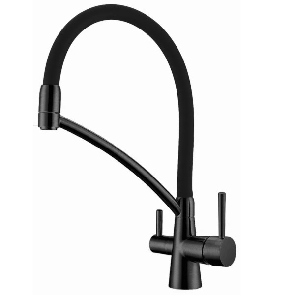 Комбинированный смеситель 3в1 Fabiano FKM 31.10 Black Steel с выдвижным изливом